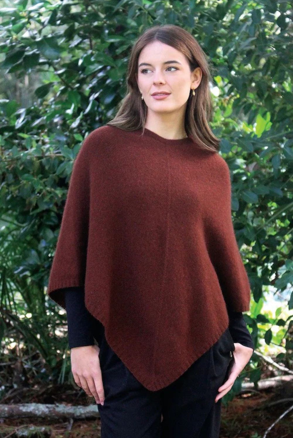 Lothlorian - Lothlorian Plain Possum Merino Poncho | Russet - Scarves & Wraps - Silvermaple Boutique