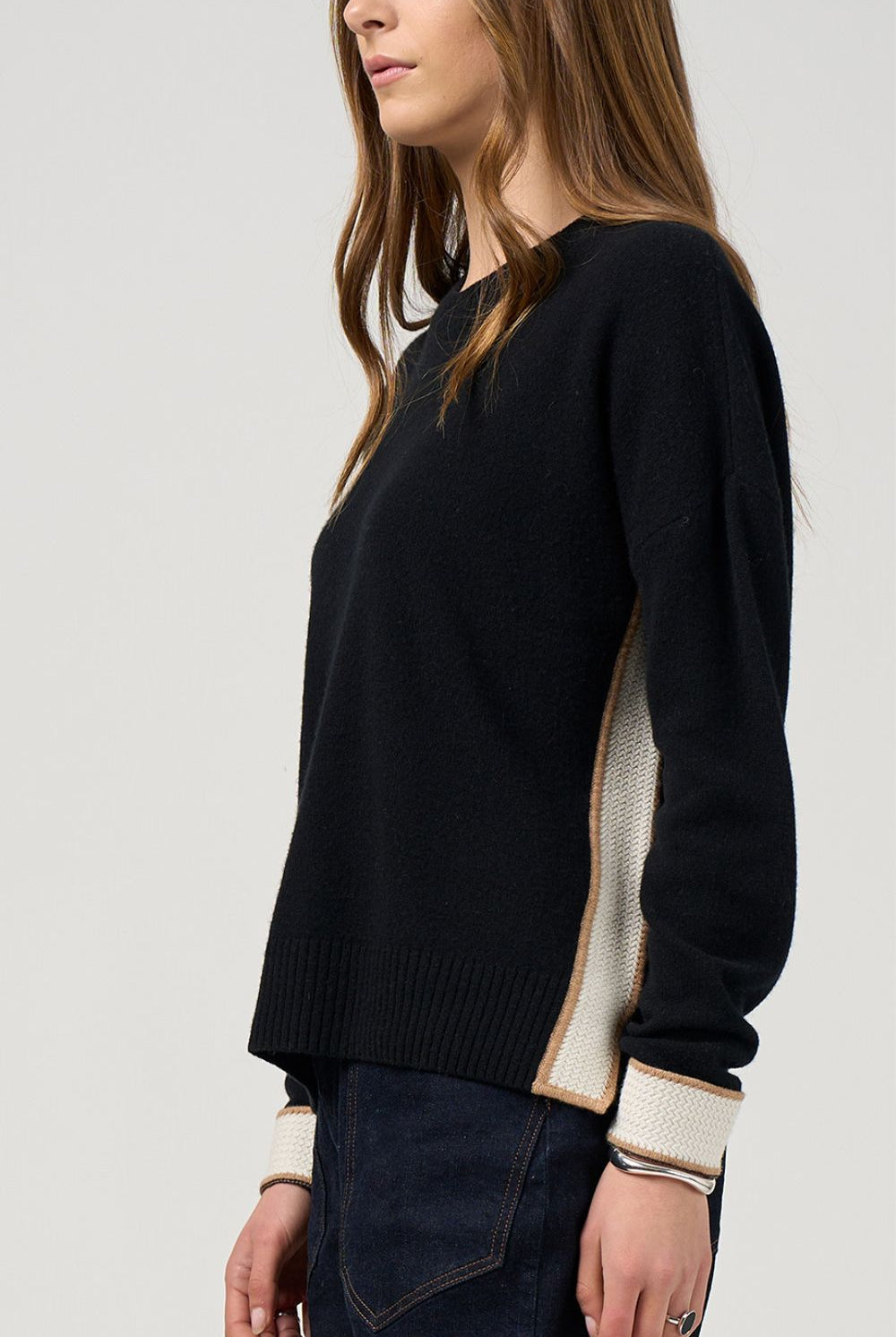Madly Sweetly - Madly Sweetly College Sweater | Black/White - Knitwear - Silvermaple Boutique