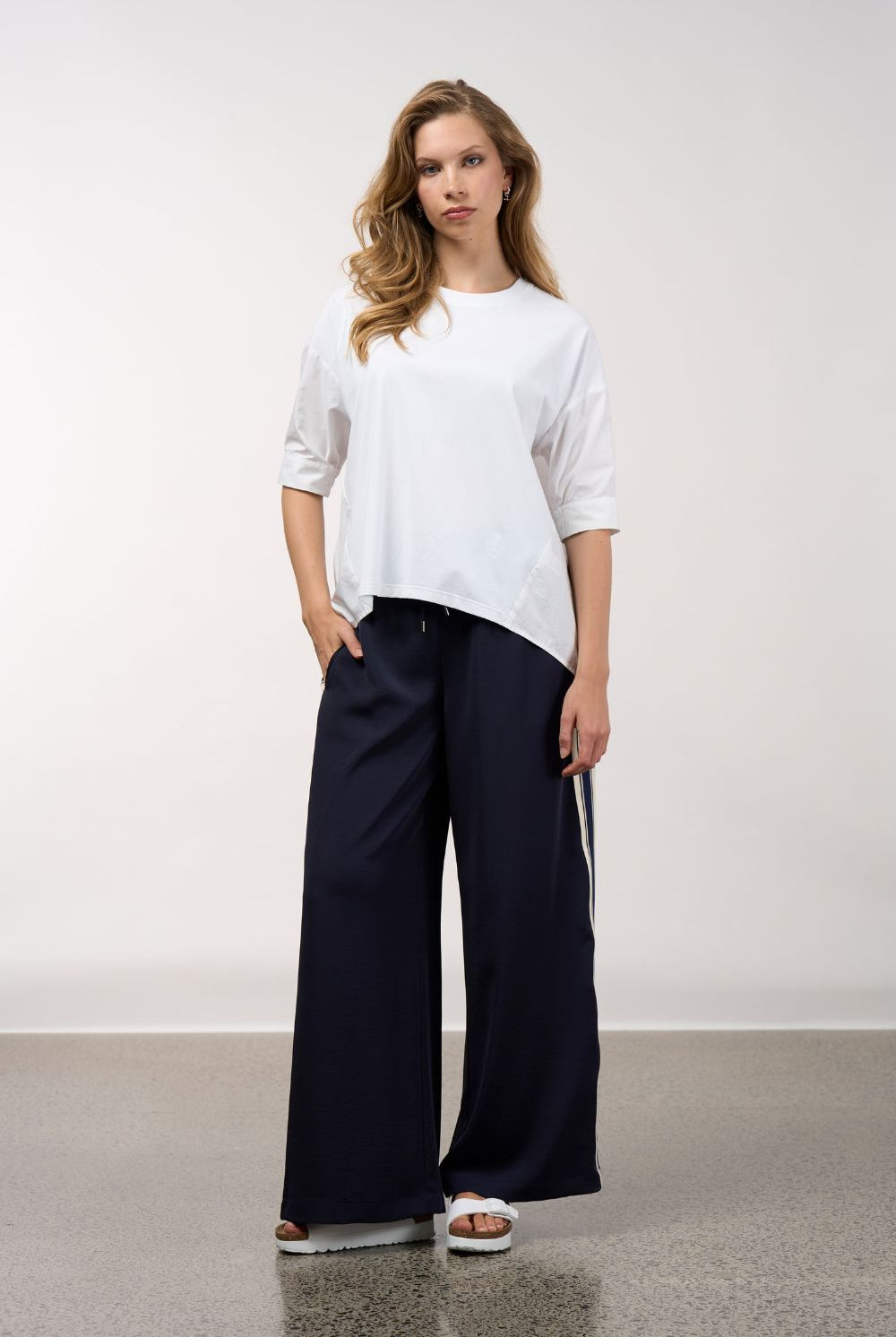 Madly Sweetly - Madly Sweetly Linear Pant | Navy - Pants - Silvermaple Boutique