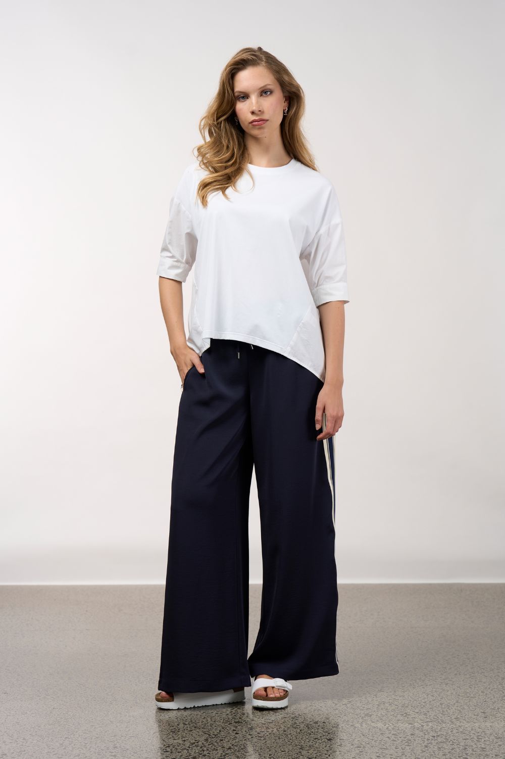 Madly Sweetly - Madly Sweetly Linear Pant | Navy - Pants - Silvermaple Boutique