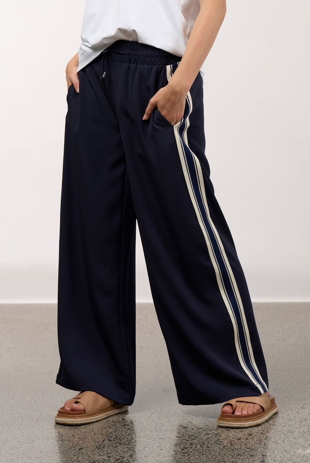Madly Sweetly - Madly Sweetly Linear Pant | Navy - Pants - Silvermaple Boutique