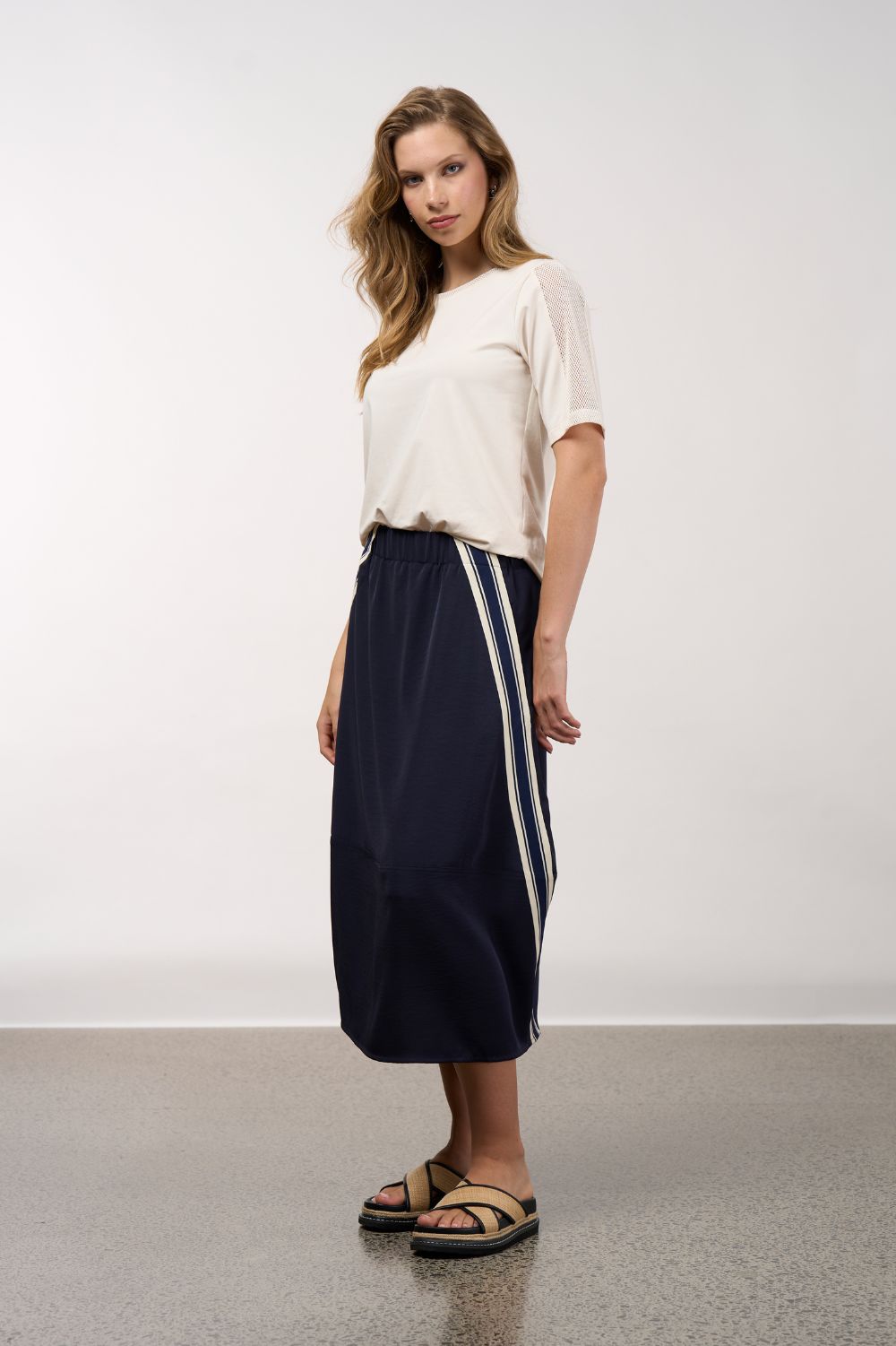 Madly Sweetly - Madly Sweetly Linear Skirt | Navy - Skirt - Silvermaple Boutique