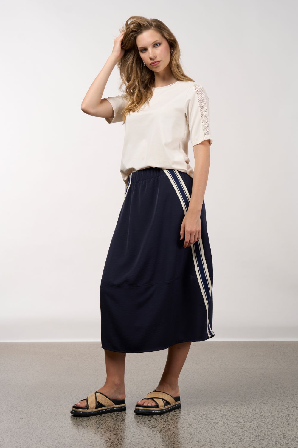 Madly Sweetly - Madly Sweetly Linear Skirt | Navy - Skirt - Silvermaple Boutique
