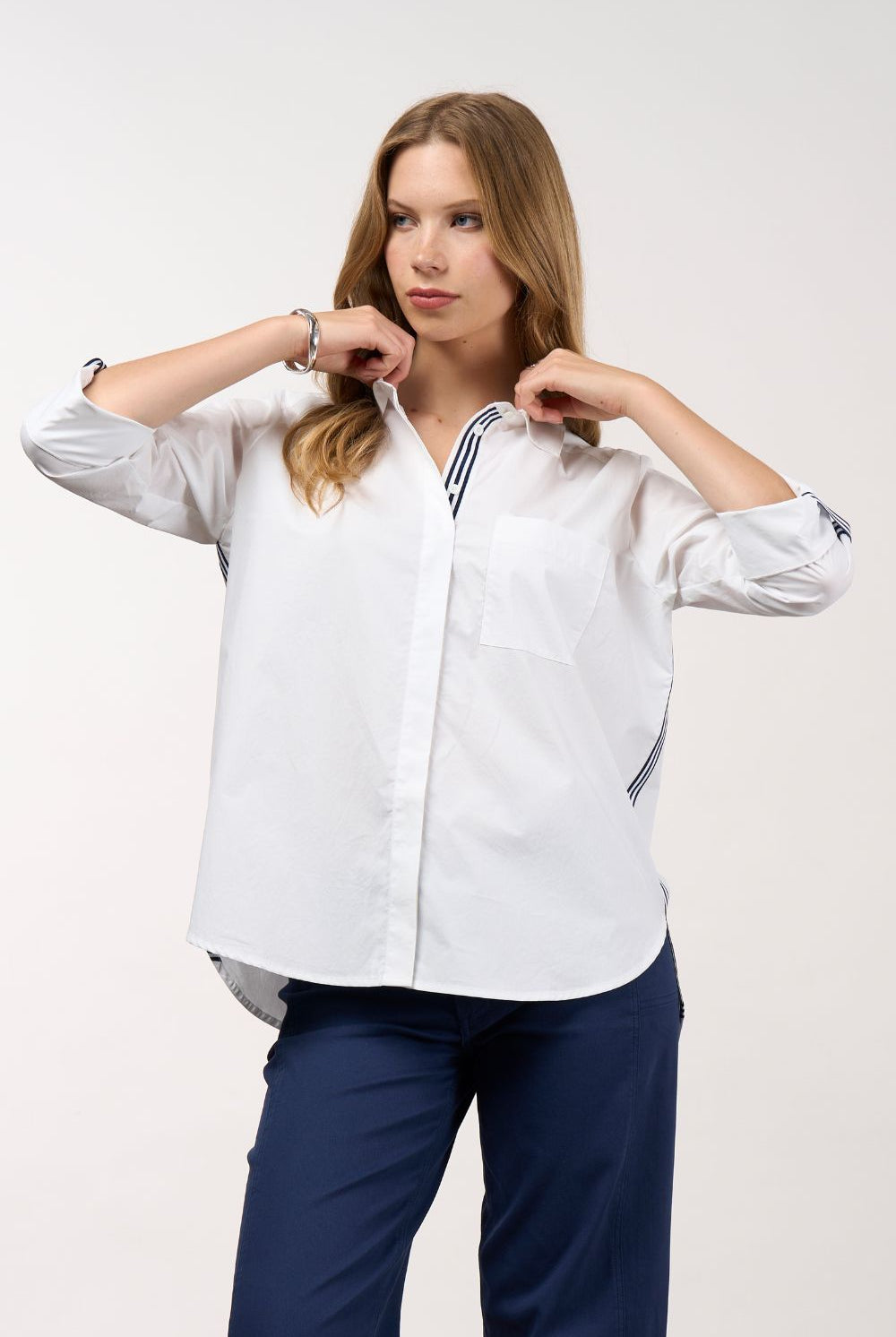 Madly Sweetly - Madly Sweetly Mixed Media Shirt | White - Shirt - Silvermaple Boutique