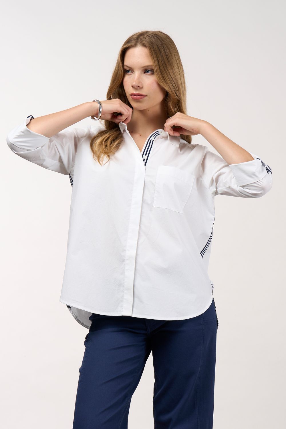 Madly Sweetly - Madly Sweetly Mixed Media Shirt | White - Shirt - Silvermaple Boutique