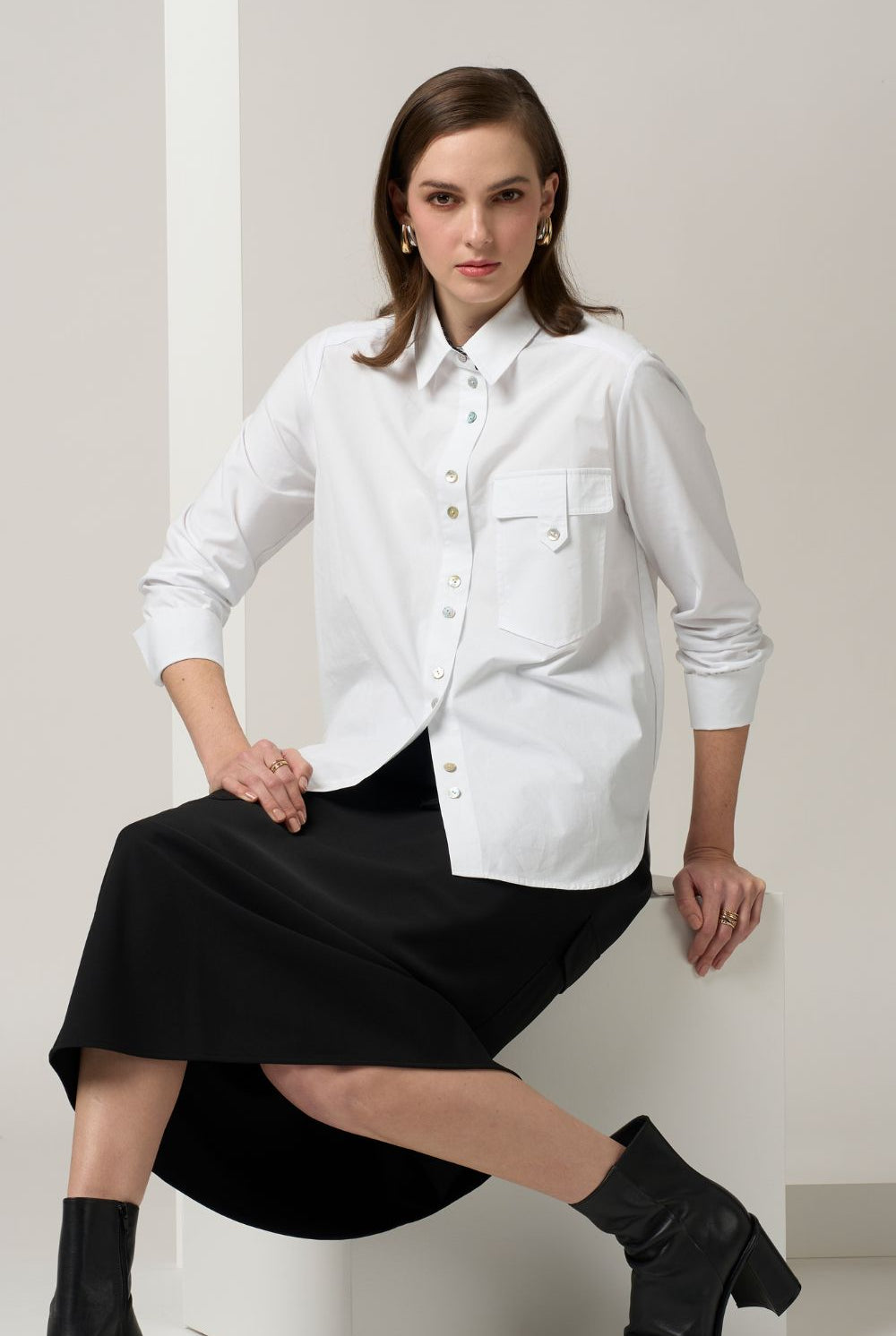 Madly Sweetly - Mixed Media Shirt | White - Shirt - Silvermaple Boutique