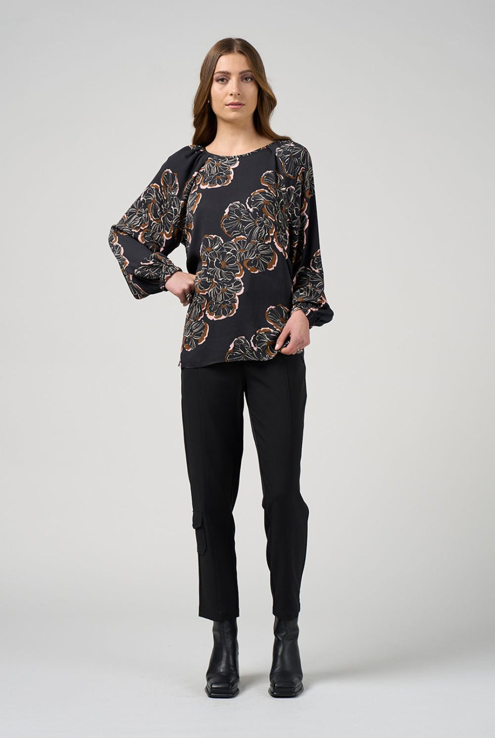 Madly Sweetly - Madly Sweetly Wood Rose Top | Black Multi - Top - Silvermaple Boutique