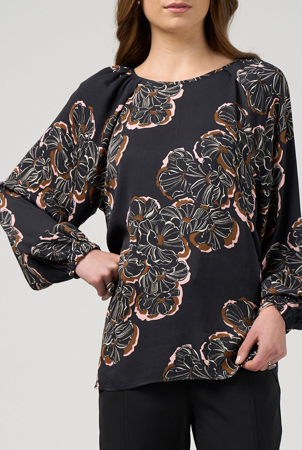 Madly Sweetly - Madly Sweetly Wood Rose Top | Black Multi - Top - Silvermaple Boutique