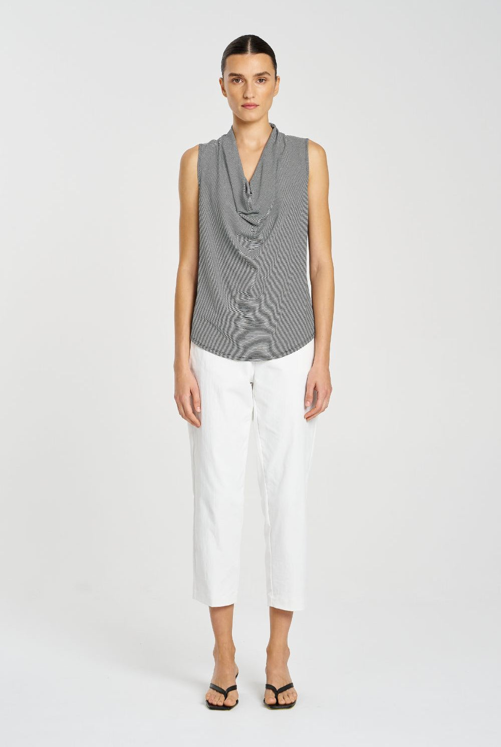 Mela Purdie - Drape Shell | Caviar Stripe - Top - Silvermaple Boutique
