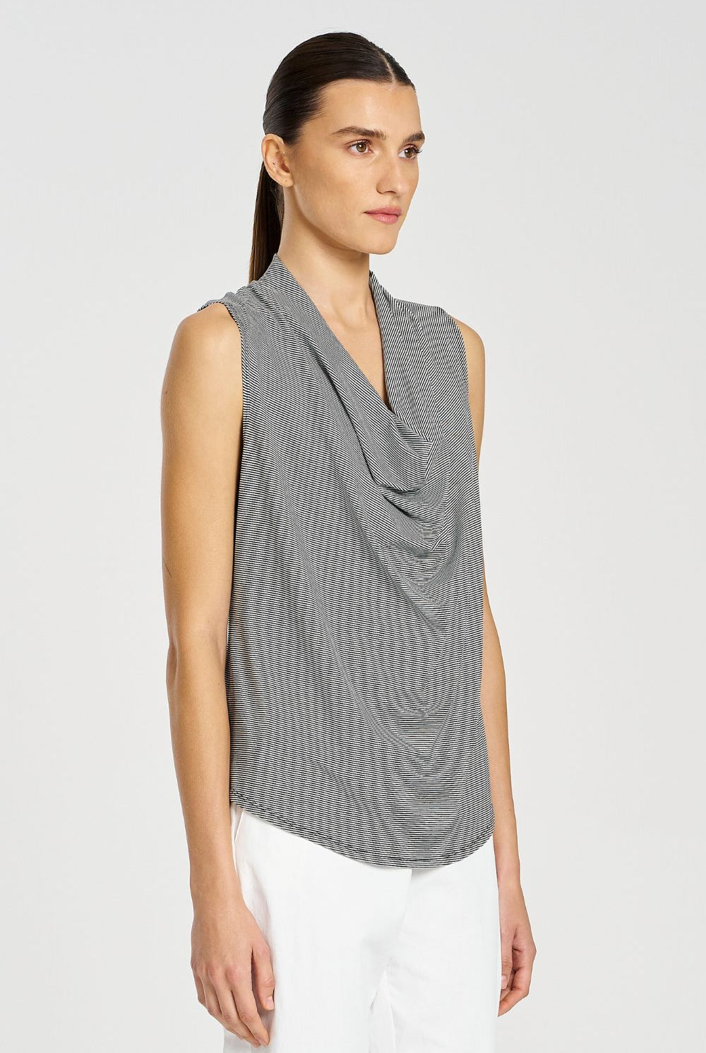 Mela Purdie - Drape Shell | Caviar Stripe - Top - Silvermaple Boutique