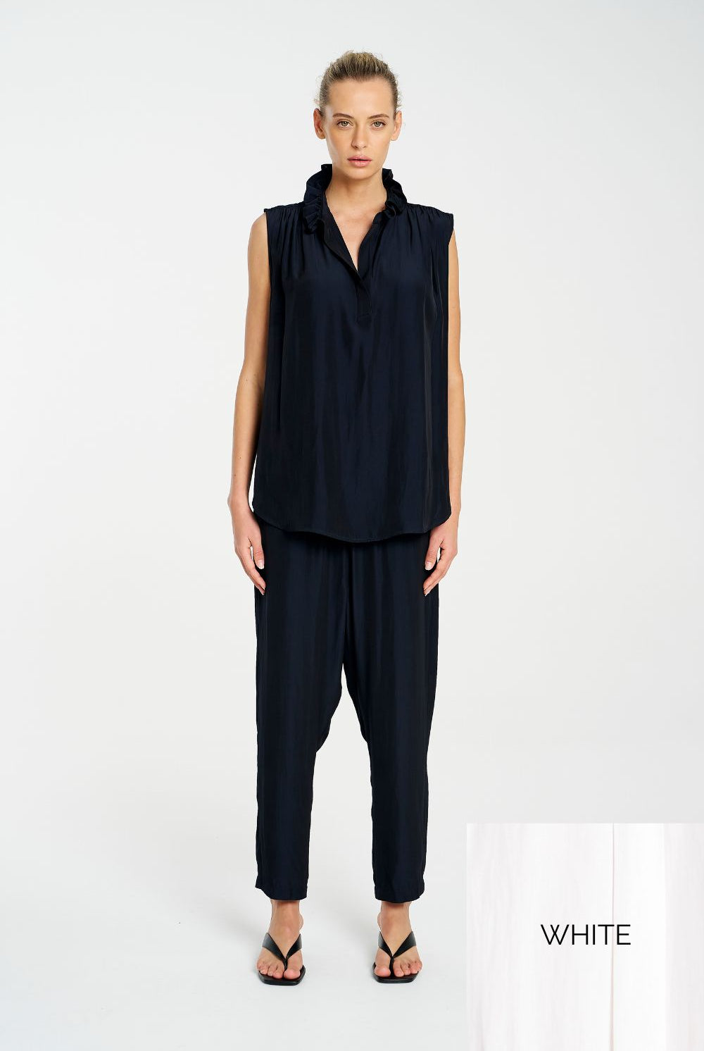 Mela Purdie - Mela Purdie Frill Neck Tank | White - Top - Silvermaple Boutique