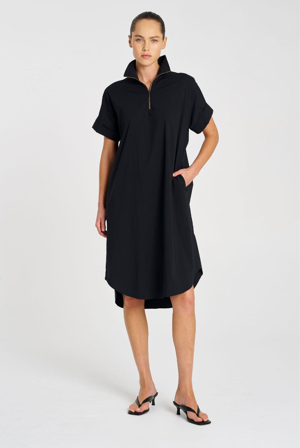 Mela Purdie - Mela Purdie Half Zip Dress | French Navy - Dress - Silvermaple Boutique