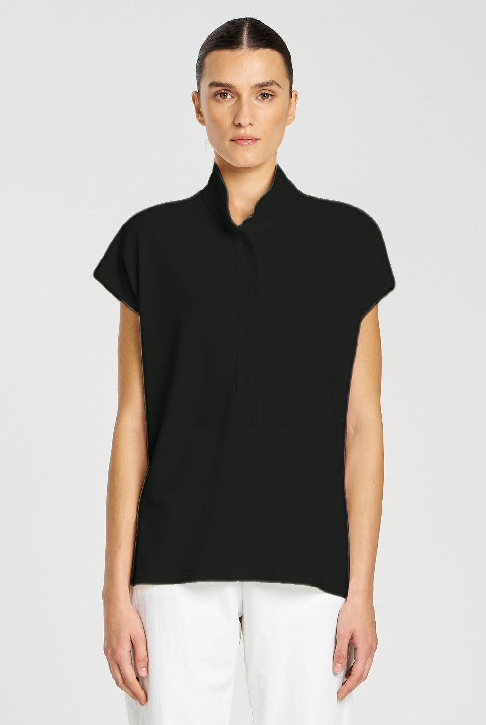 Mela Purdie - Mela Purdie Henley Shell | Black - Top - Silvermaple Boutique