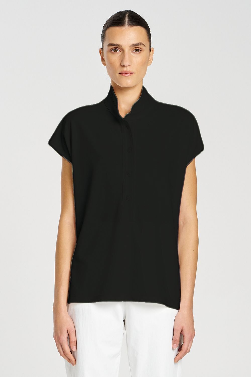 Mela Purdie - Mela Purdie Henley Shell | Black - Top - Silvermaple Boutique