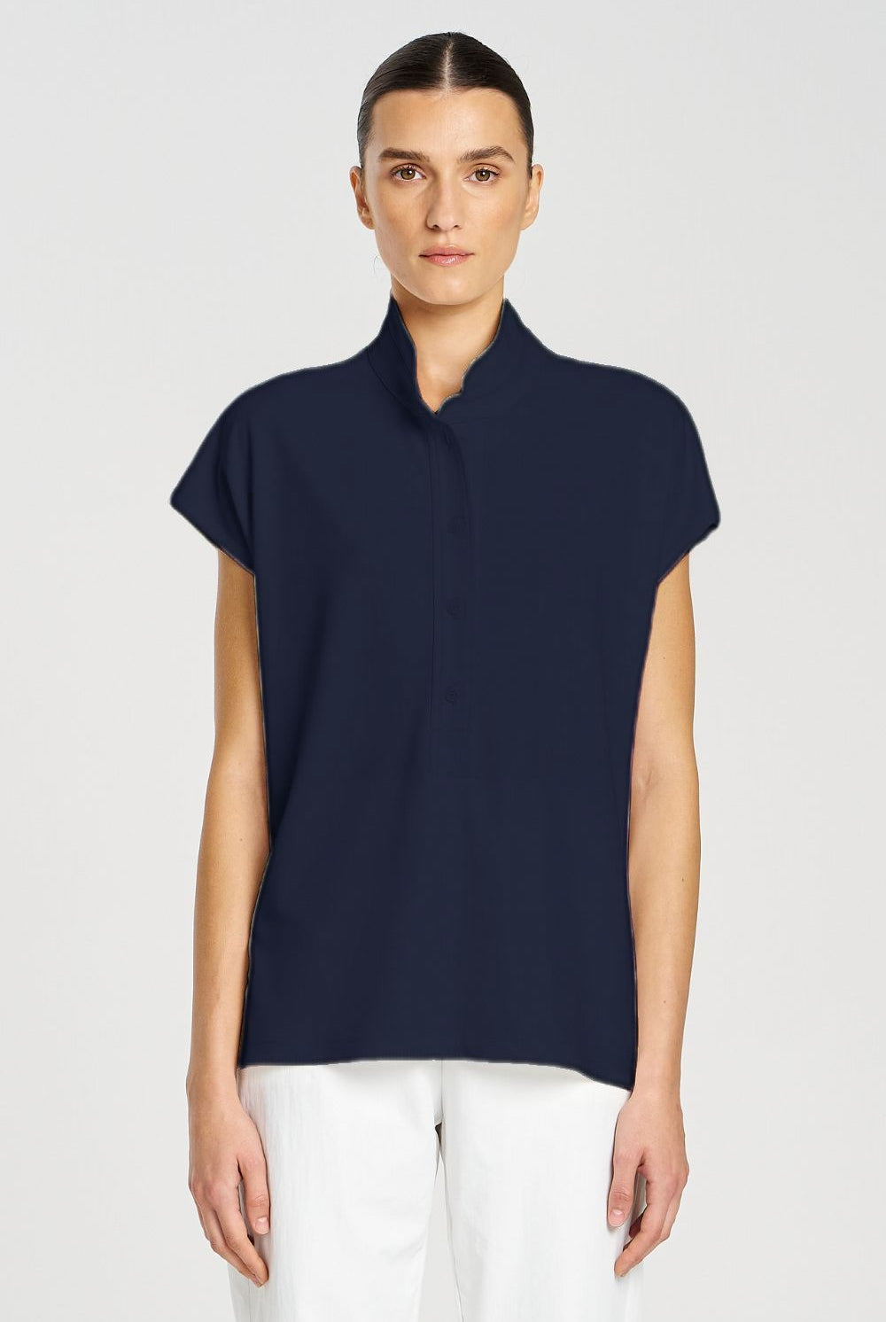 Mela Purdie - Mela Purdie Henley Shell | Navy - Top - Silvermaple Boutique
