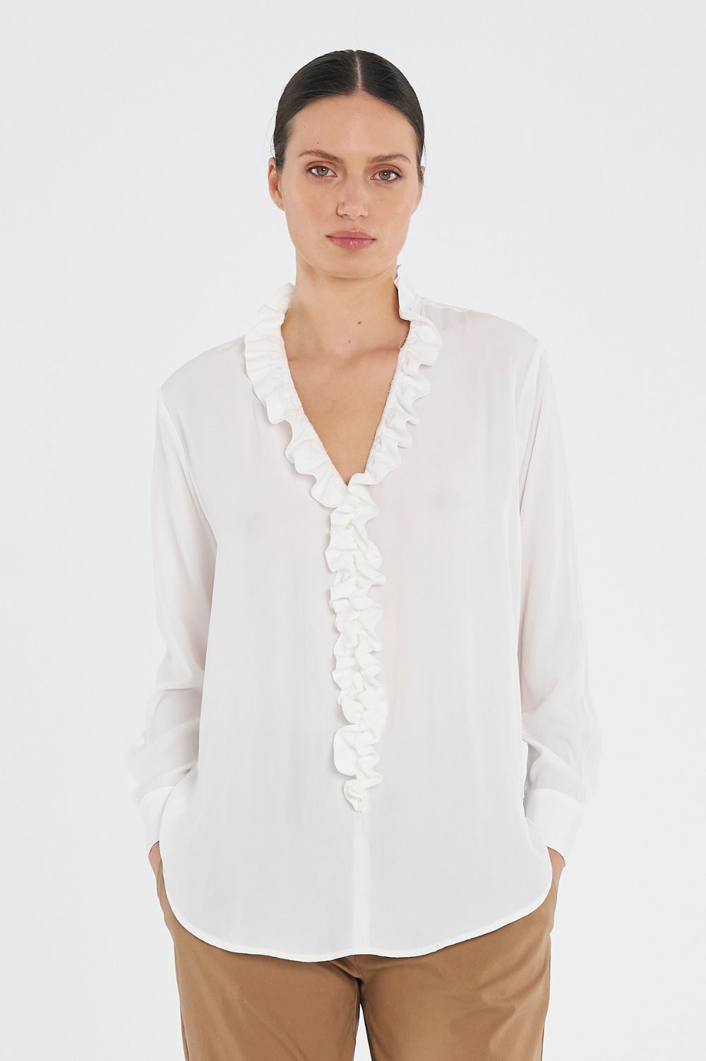 Mela Purdie - Mela Purdie Lariat Blouse | White - Blouse - Silvermaple Boutique