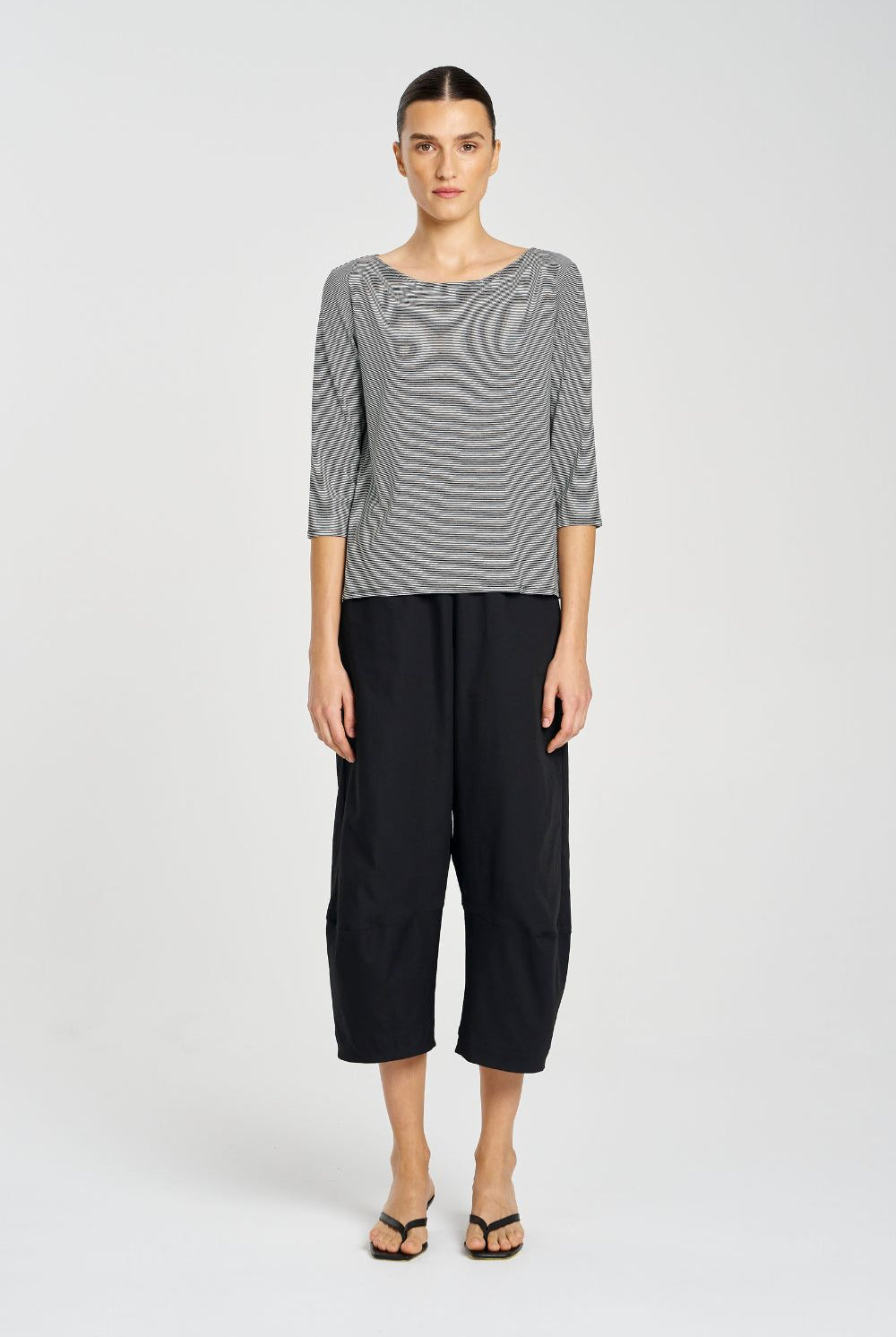 Mela Purdie - Relaxed Boat Neck | Caviar Stripe - Top - Silvermaple Boutique