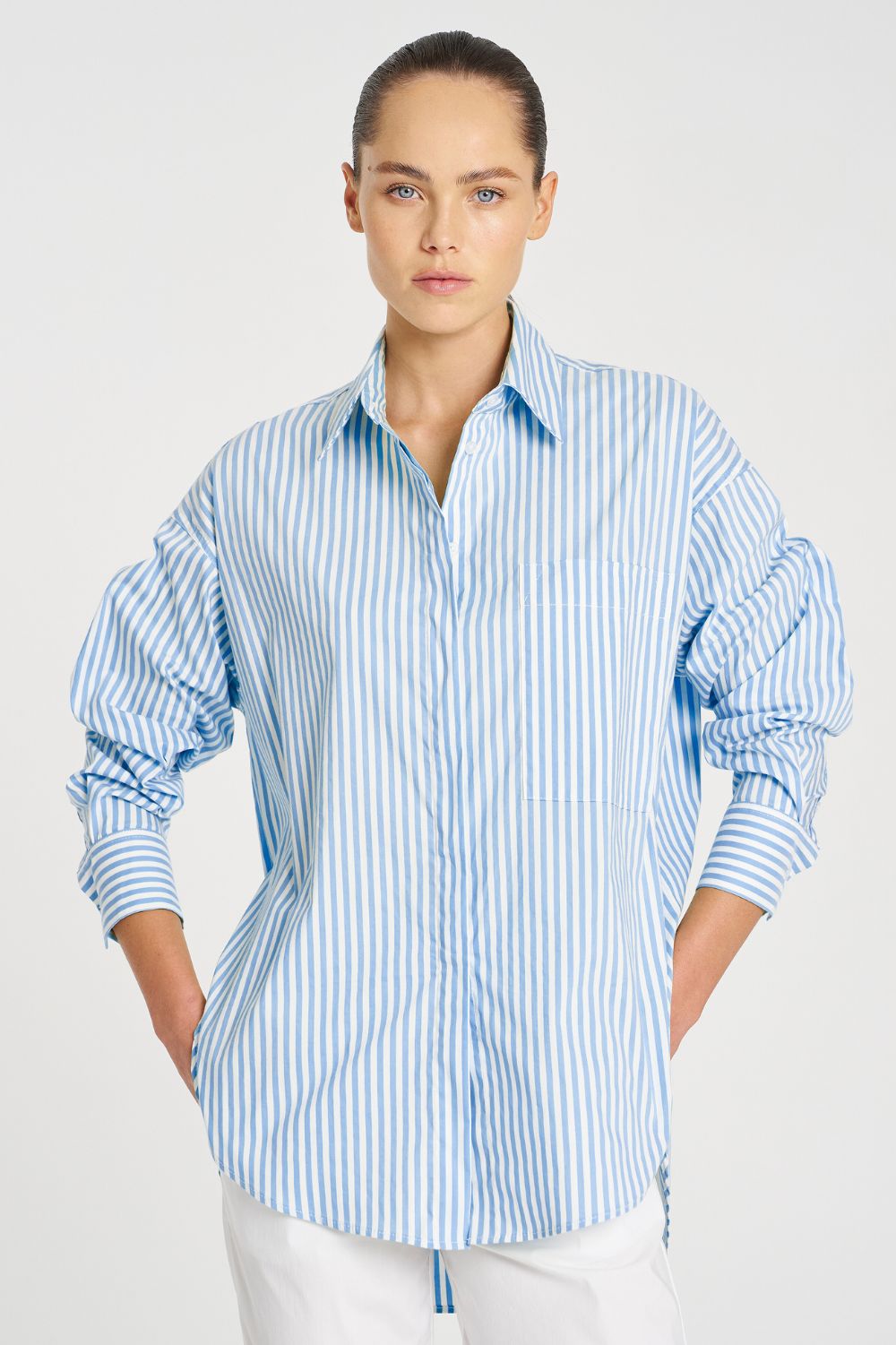 Mela Purdie - Mela Purdie Relaxed Pocket Shirt | Miami Stripe - Shirt - Silvermaple Boutique