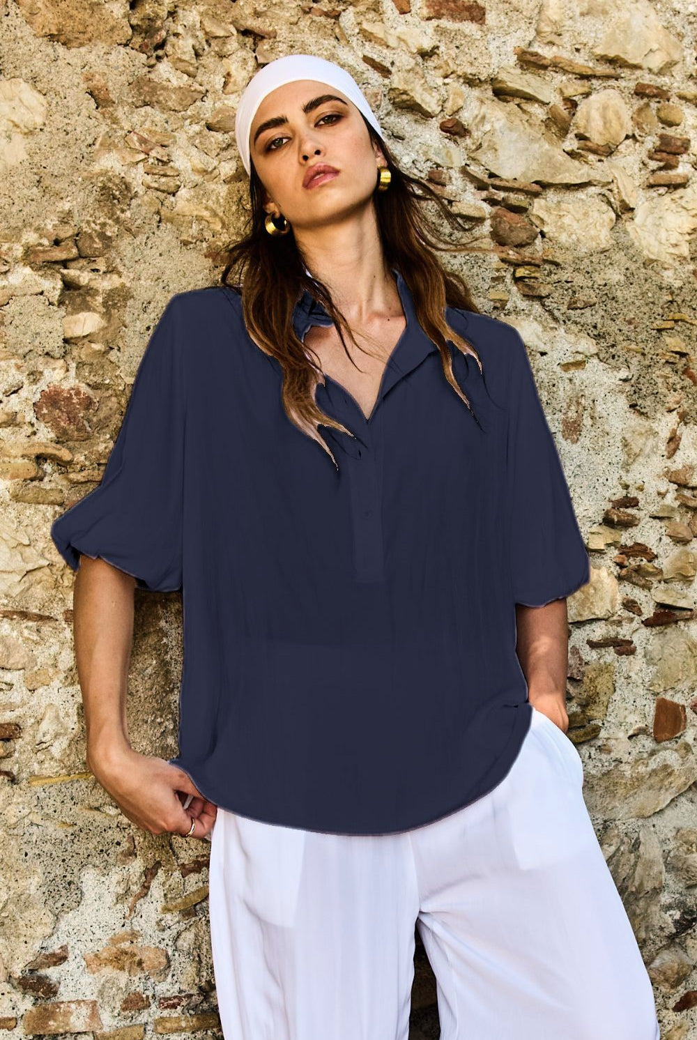 Mela Purdie - Mela Purdie Resort Shirt Mache | Navy - Shirt - Silvermaple Boutique