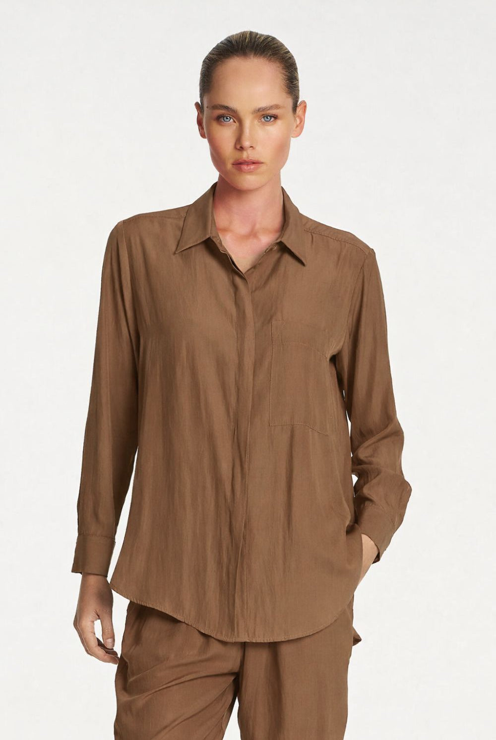 Mela Purdie - Mela Purdie Single Pocket Shirt | Chestnut - Shirt - Silvermaple Boutique