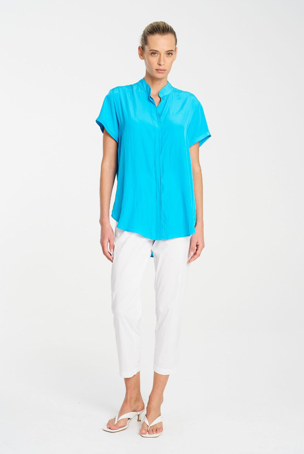 Mela Purdie - Mela Purdie Soft Stand Shirt | Cerulean - Shirt - Silvermaple Boutique