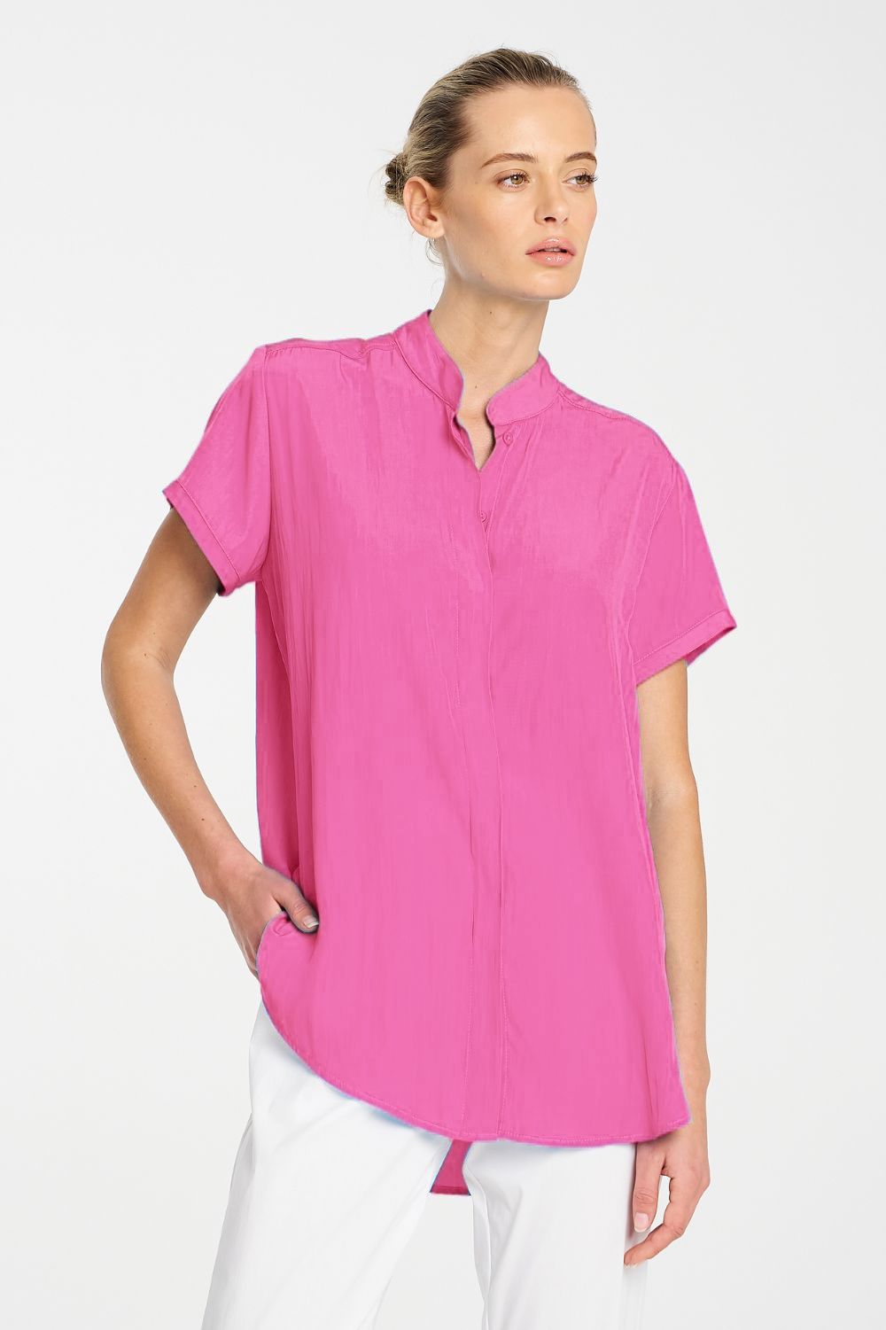 Mela Purdie - Mela Purdie Soft Stand Shirt | Hot Pink - Shirt - Silvermaple Boutique