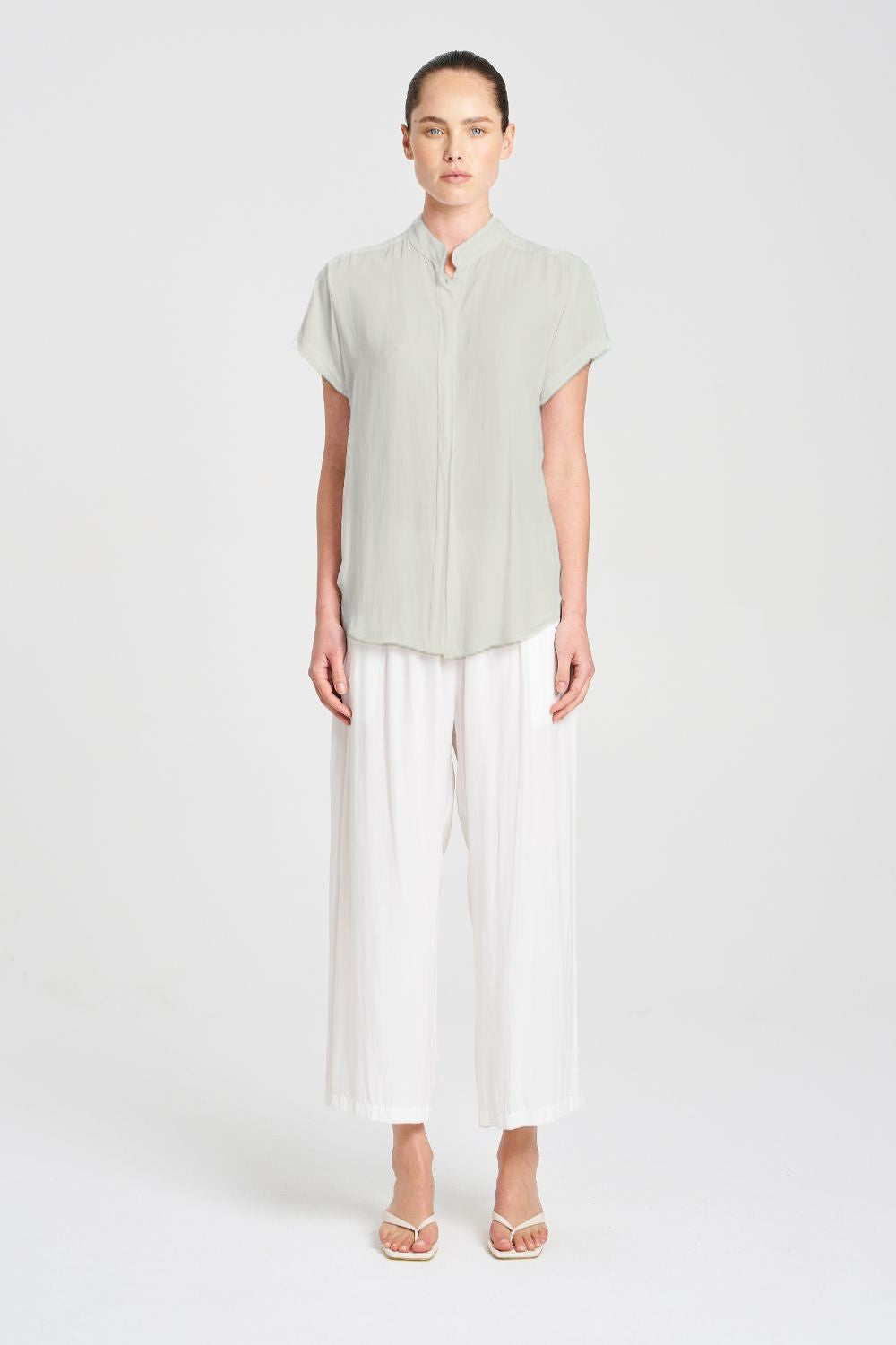 Mela Purdie - Mela Purdie Soft Stand Shirt | Oyster - Shirt - Silvermaple Boutique