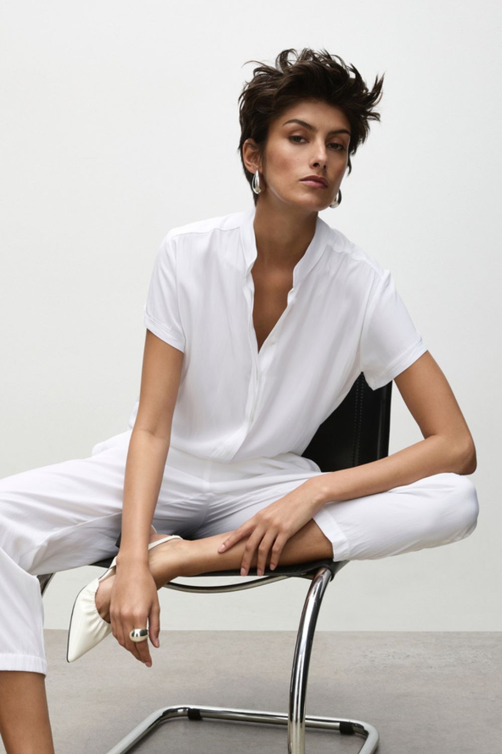 Mela Purdie - Soft Stand Shirt | White - Shirt - Silvermaple Boutique