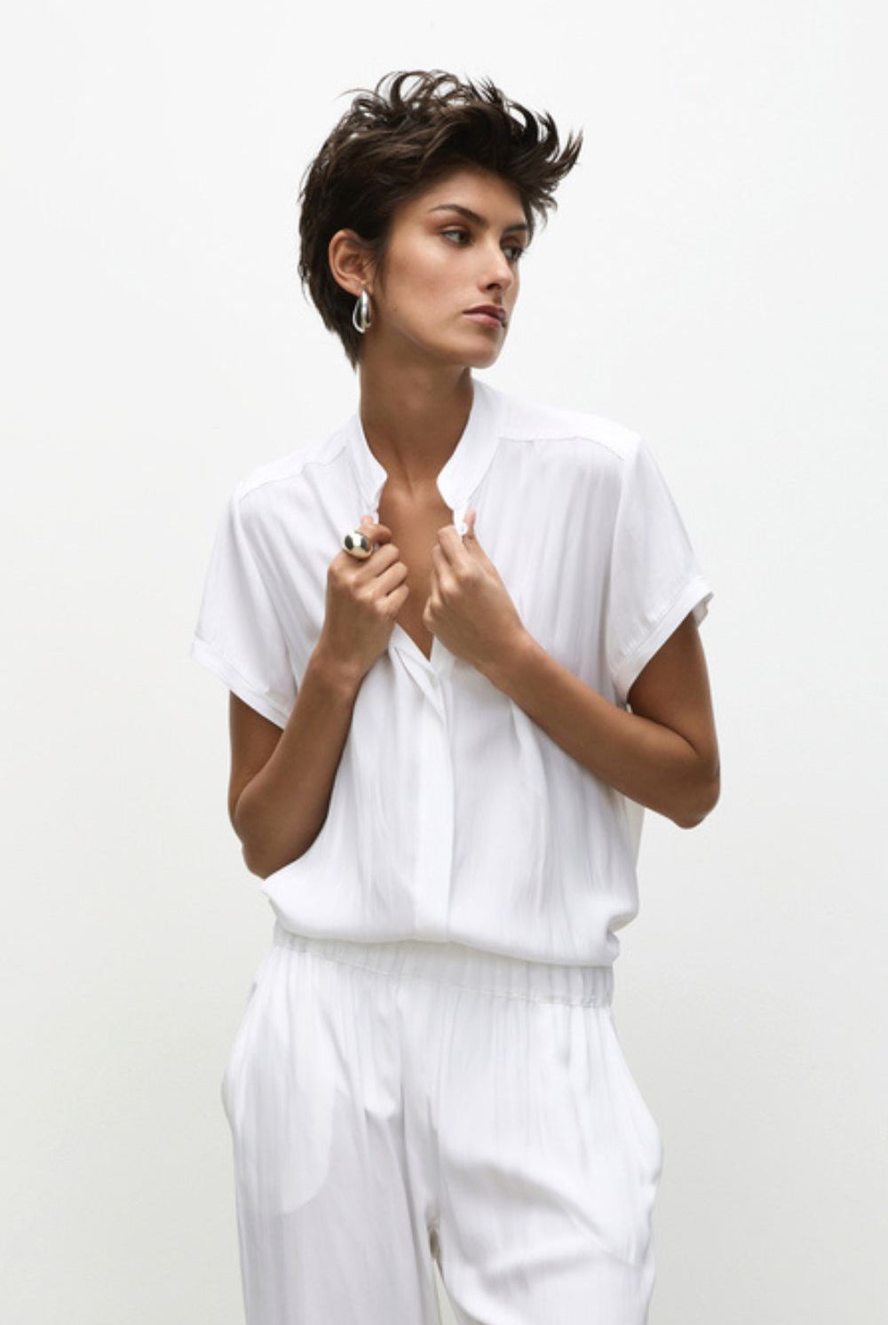 Mela Purdie - Soft Stand Shirt | White - Shirt - Silvermaple Boutique