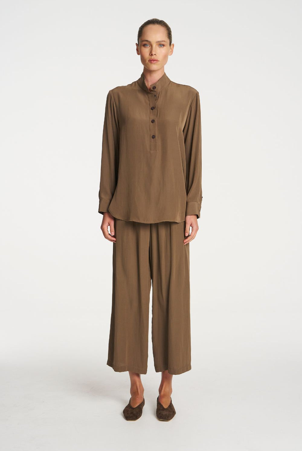 Mela Purdie - Mela Purdie Swish Tab Shirt | Chestnut - Shirt - Silvermaple Boutique