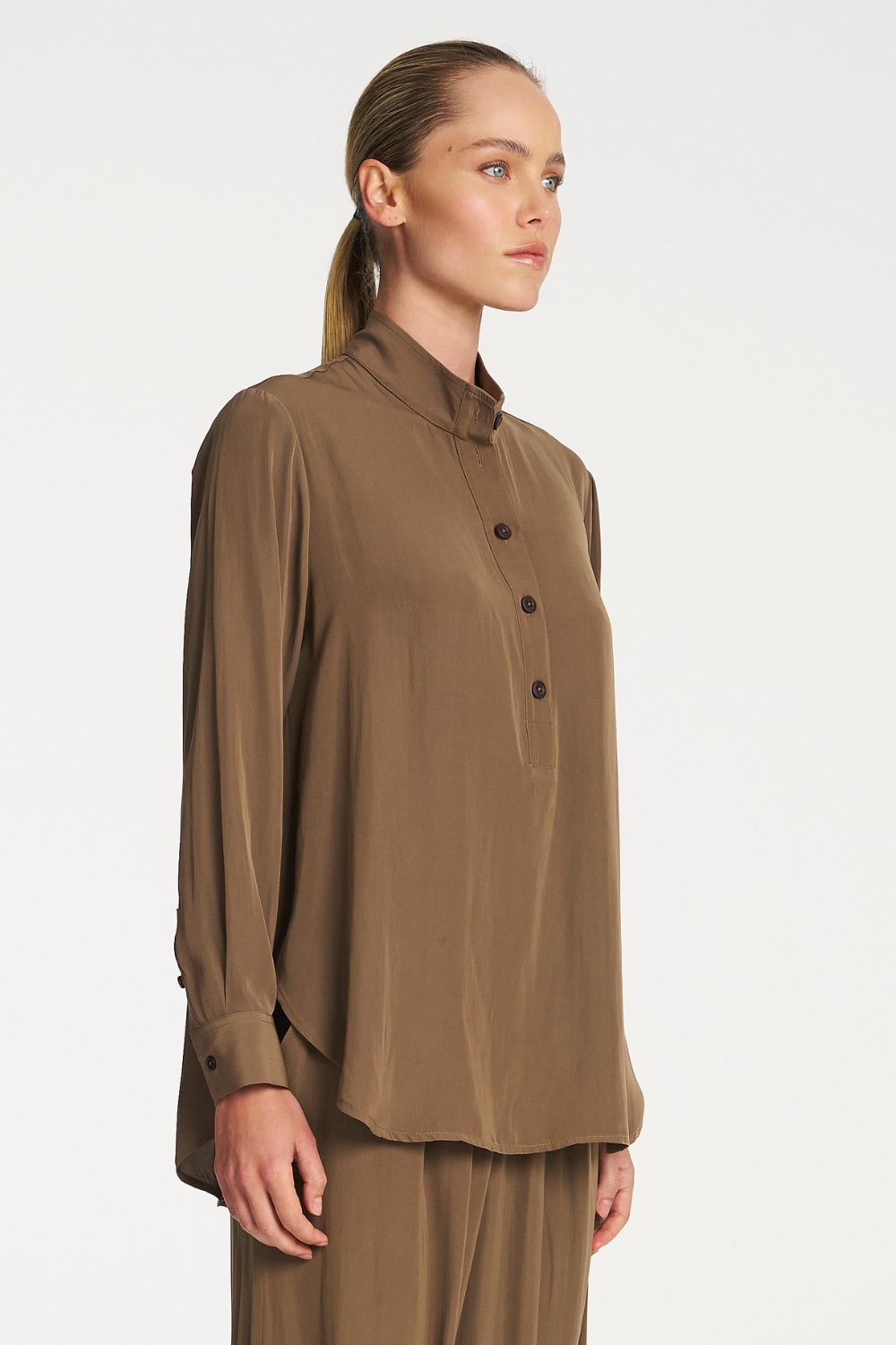Mela Purdie - Mela Purdie Swish Tab Shirt | Chestnut - Shirt - Silvermaple Boutique