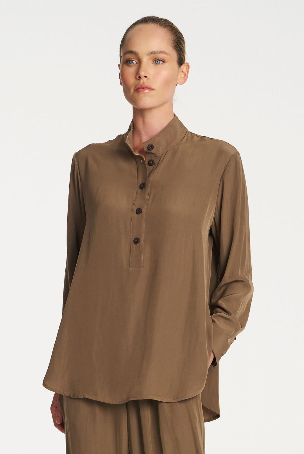 Mela Purdie - Mela Purdie Swish Tab Shirt | Chestnut - Shirt - Silvermaple Boutique
