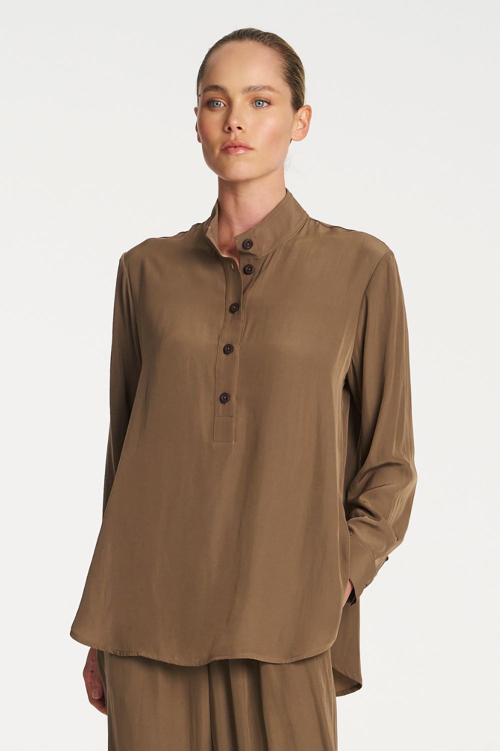 Mela Purdie - Mela Purdie Swish Tab Shirt | Chestnut - Shirt - Silvermaple Boutique