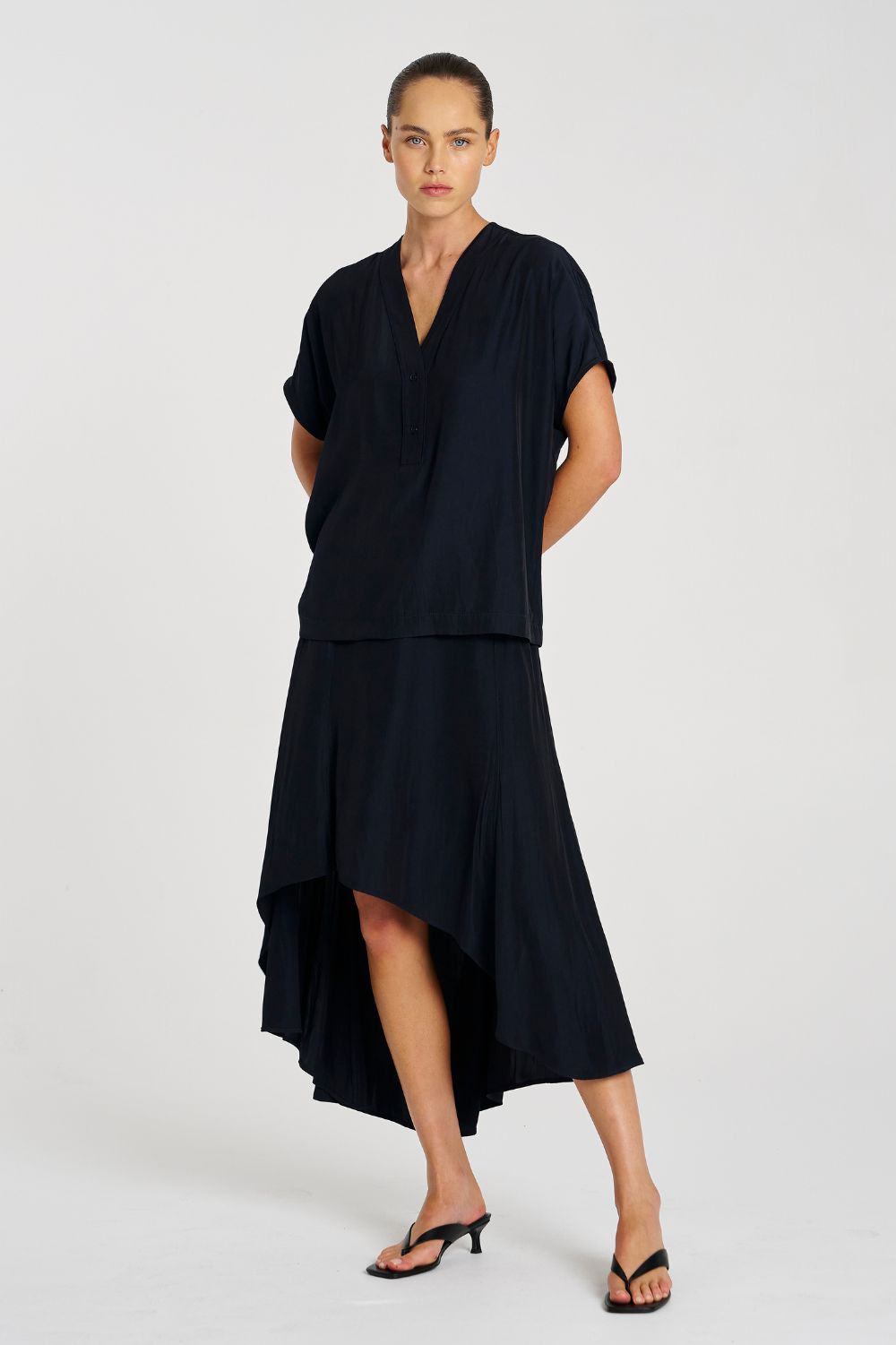 Mela Purdie - Mela Purdie Wedge Tab Shell | Navy - Top - Silvermaple Boutique