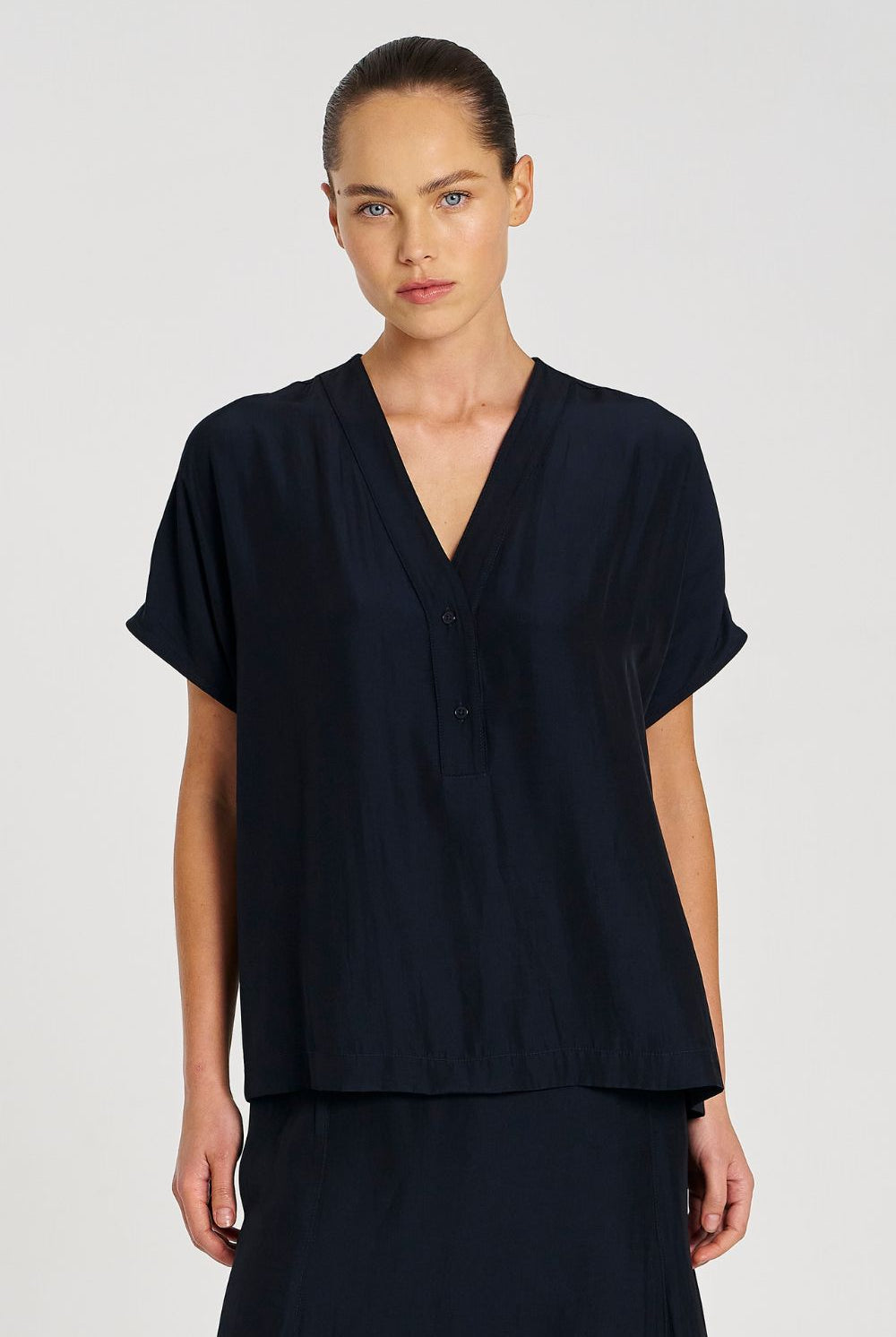 Mela Purdie - Mela Purdie Wedge Tab Shell | Navy - Top - Silvermaple Boutique