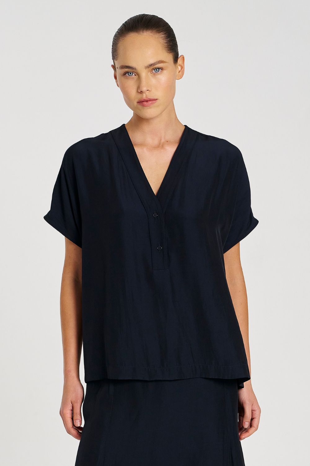 Mela Purdie - Mela Purdie Wedge Tab Shell | Navy - Top - Silvermaple Boutique