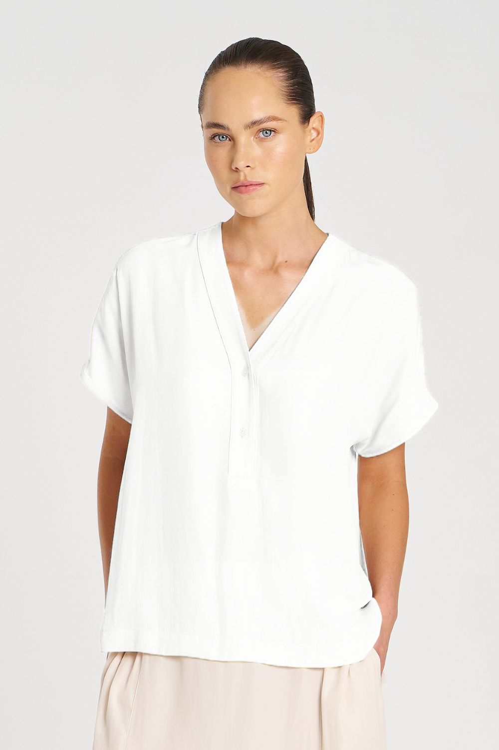 Mela Purdie - Mela Purdie Wedge Tab Shell | White - Top - Silvermaple Boutique