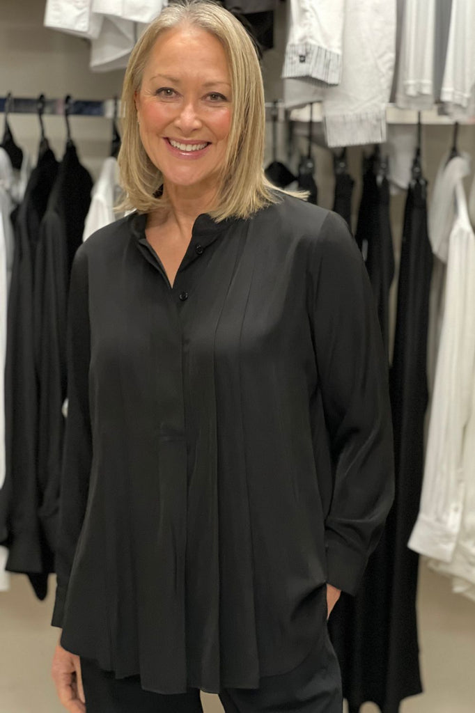 Mela Purdie Duo Pleat Shirt | Black - Silvermaple Boutique 