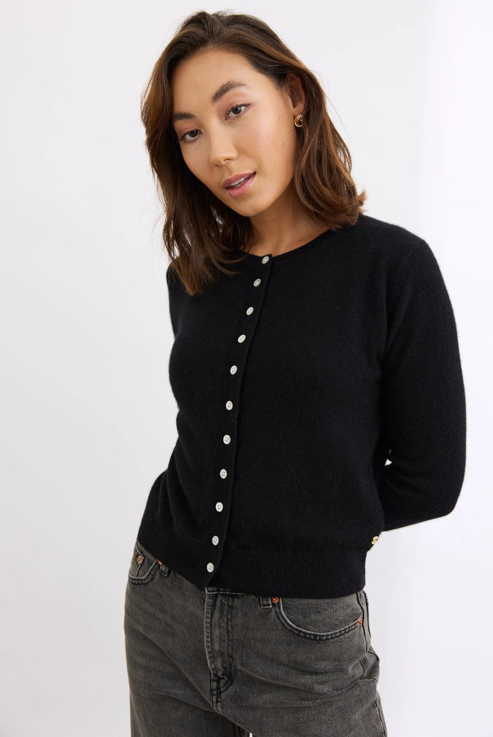Mia Fratino - Essential Slim Cardi | Jet Black - Cardigan - Silvermaple Boutique