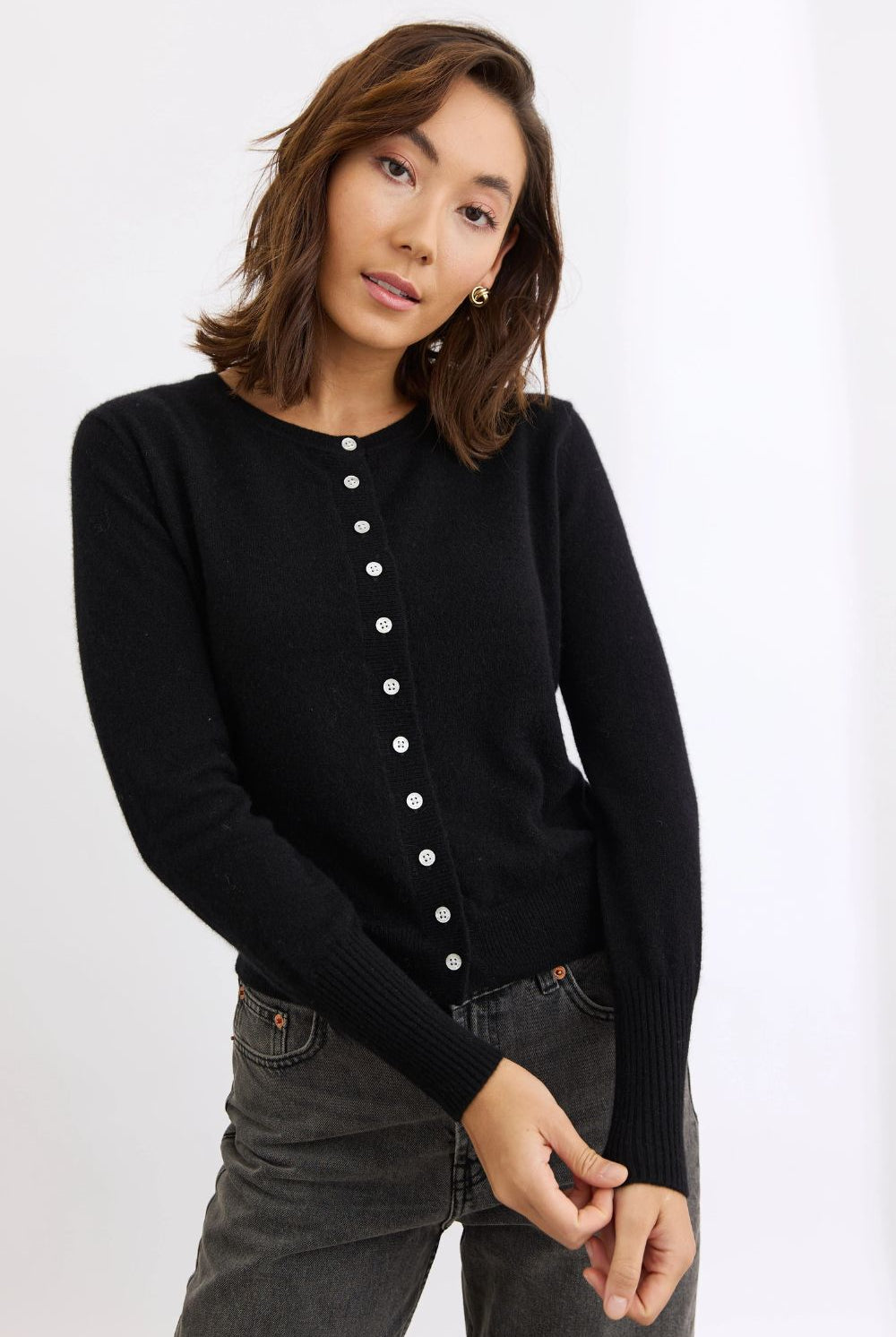 Mia Fratino - Essential Slim Cardi | Jet Black - Cardigan - Silvermaple Boutique