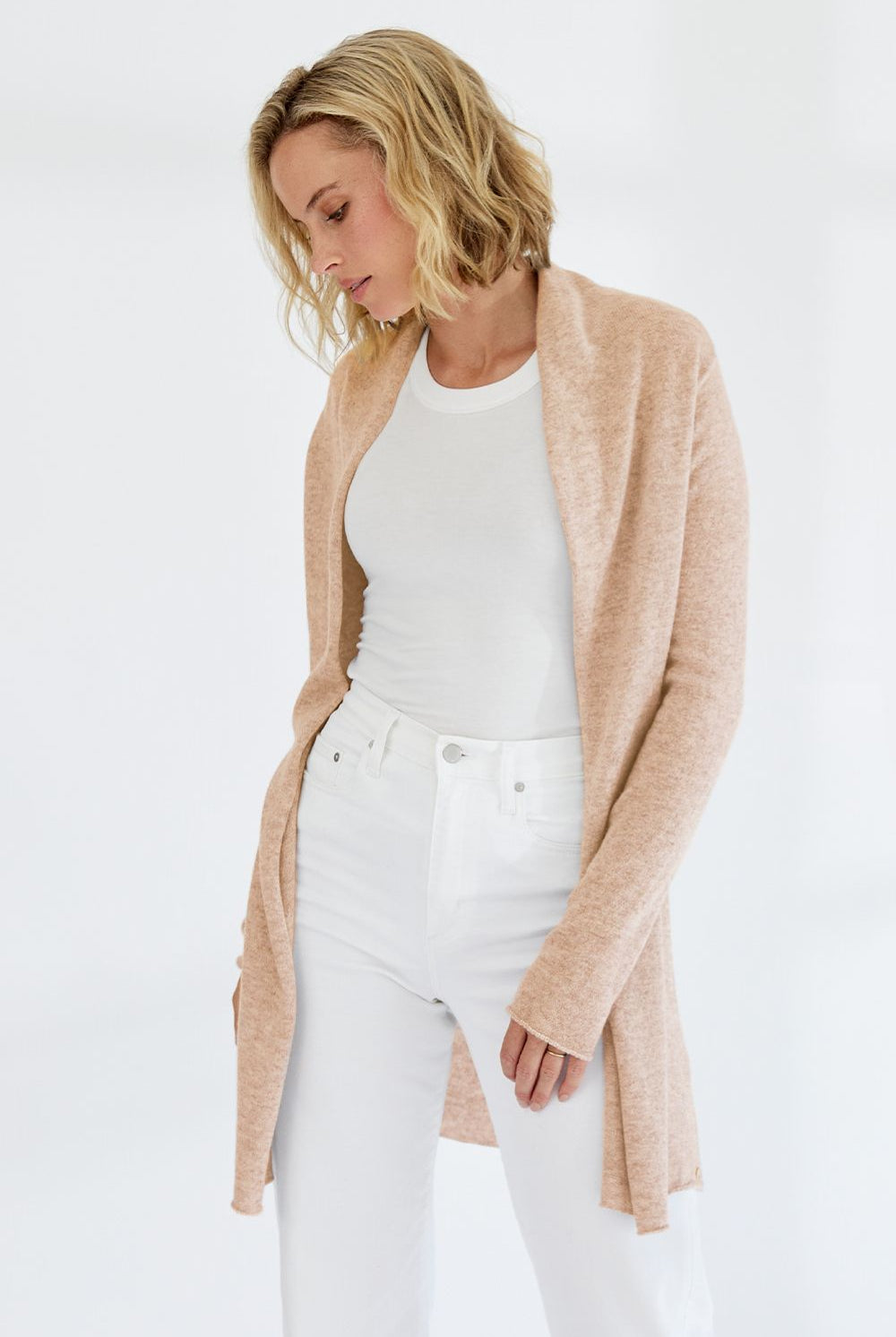 Mia Fratino - Pure Essentials Soft Roll Cardi | Swiss Oat - Knitwear - Silvermaple Boutique
