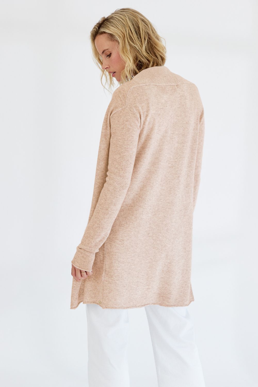Mia Fratino - Pure Essentials Soft Roll Cardi | Swiss Oat - Knitwear - Silvermaple Boutique