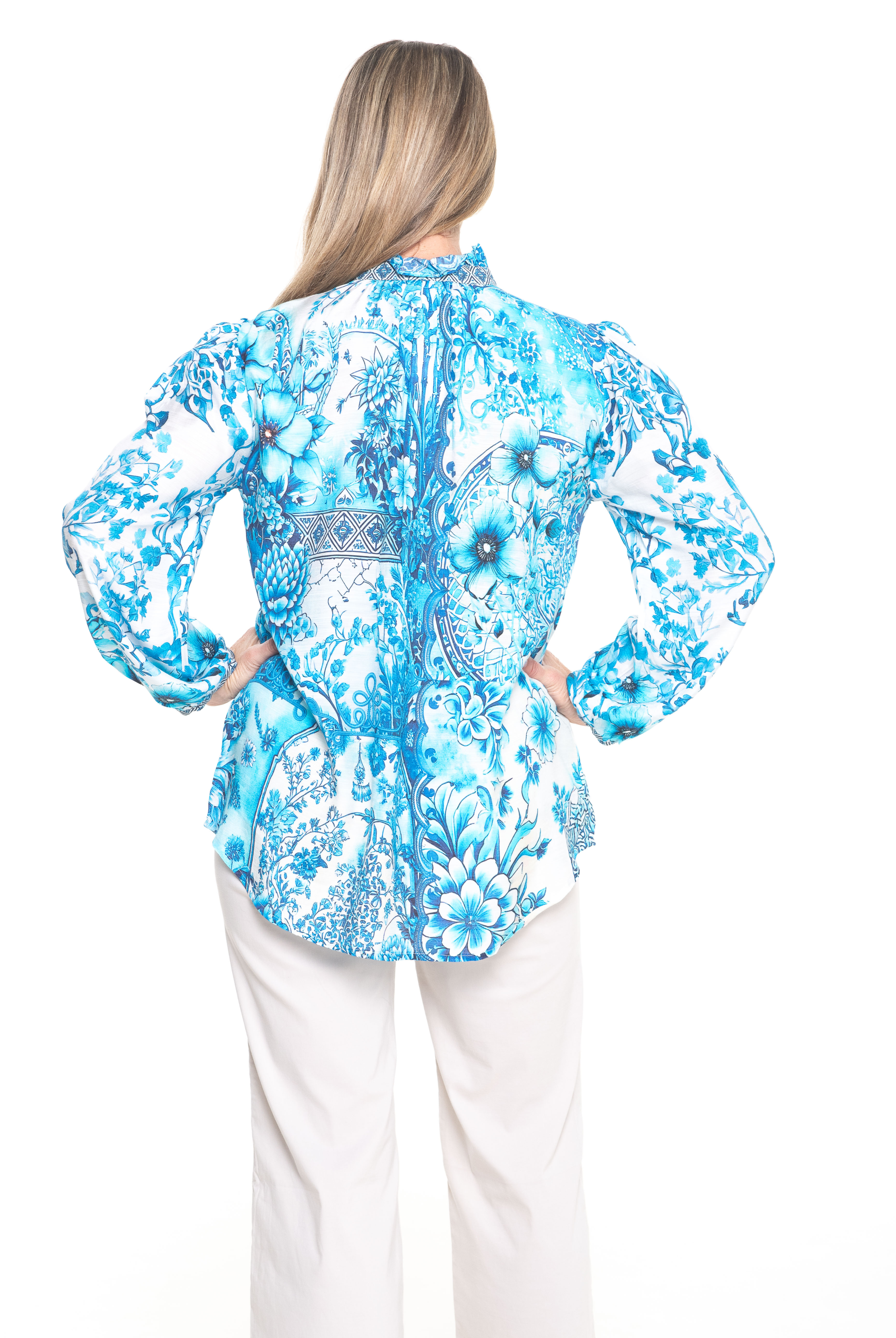 Silvermaple Collection - Mira Frill Shirt | Blue Casablanca - Shirt - Silvermaple Boutique