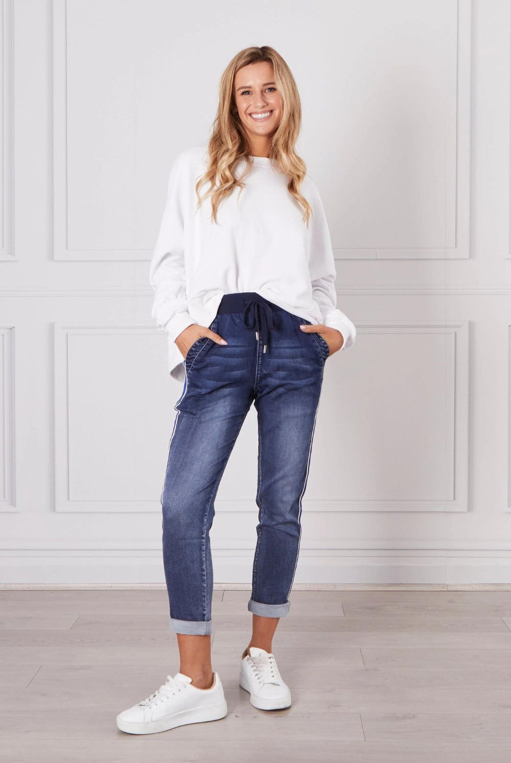 Monaco Jeans - Boston Denim Jogger | Dark Blue Wash - Jogger - Silvermaple Boutique