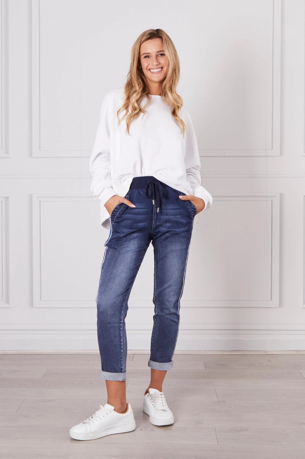 Monaco Jeans - Boston Denim Jogger | Dark Blue Wash - Jogger - Silvermaple Boutique