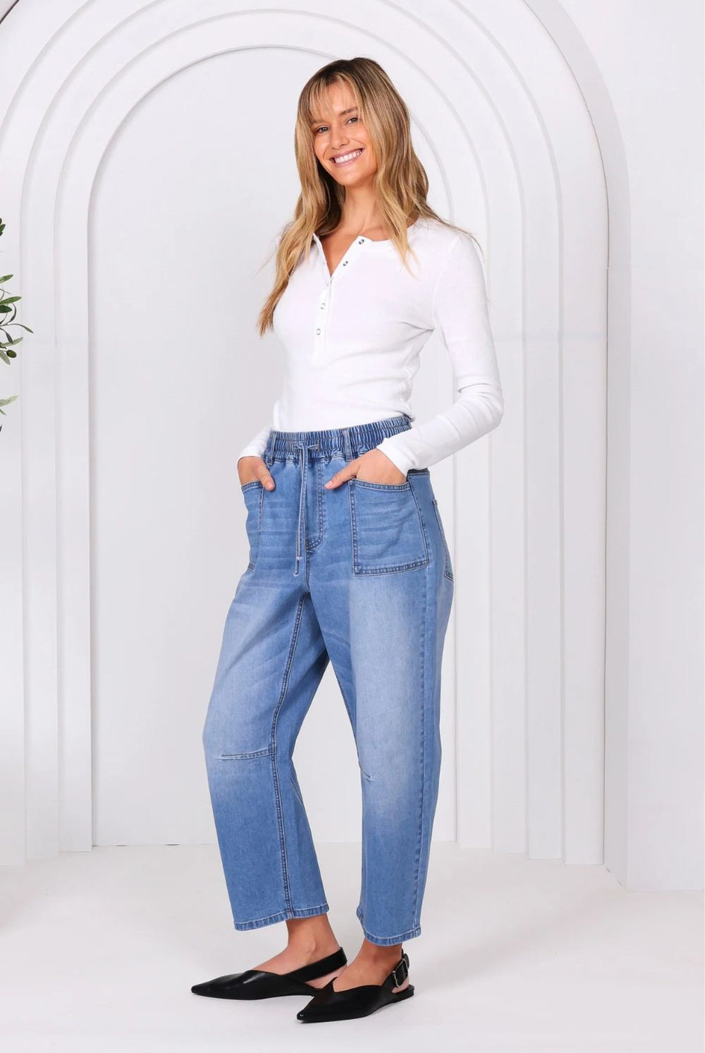 Monaco Jeans - Leo Barrel Jeans | Blue Denim - Jeans - Silvermaple Boutique