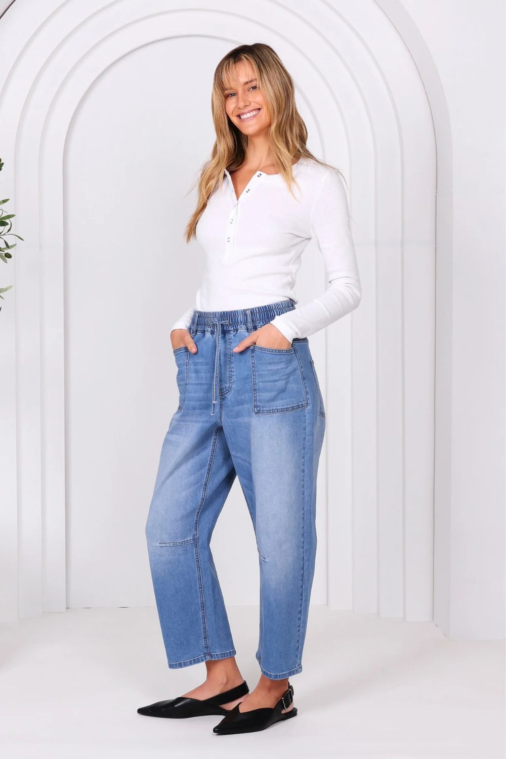 Monaco Jeans - Leo Barrel Jeans | Blue Denim - Jeans - Silvermaple Boutique