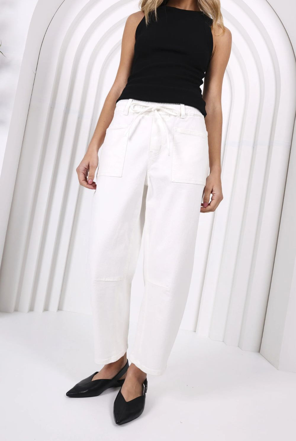 Monaco Jeans - Leo Barrel Jeans | White - Jeans - Silvermaple Boutique