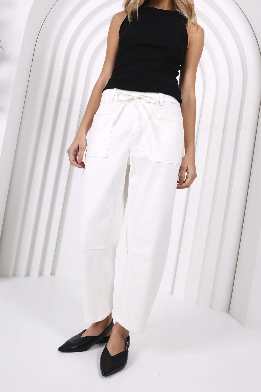 Monaco Jeans - Leo Barrel Jeans | White - Jeans - Silvermaple Boutique