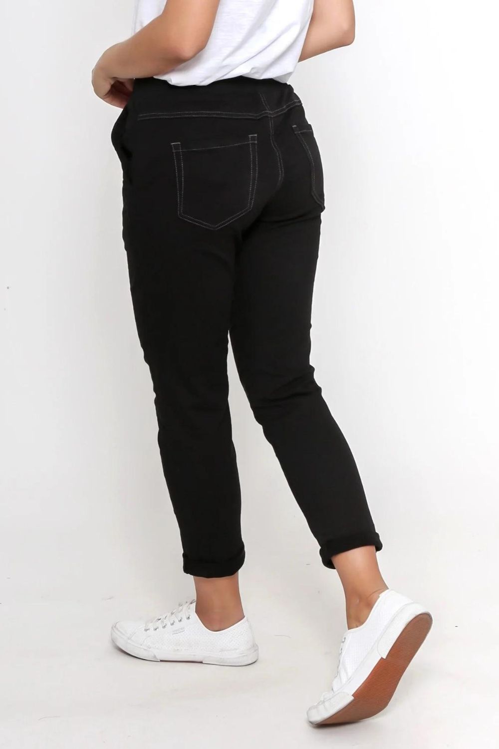Monaco Jeans - Riley Denim Jogger | Black - Pants - Silvermaple Boutique